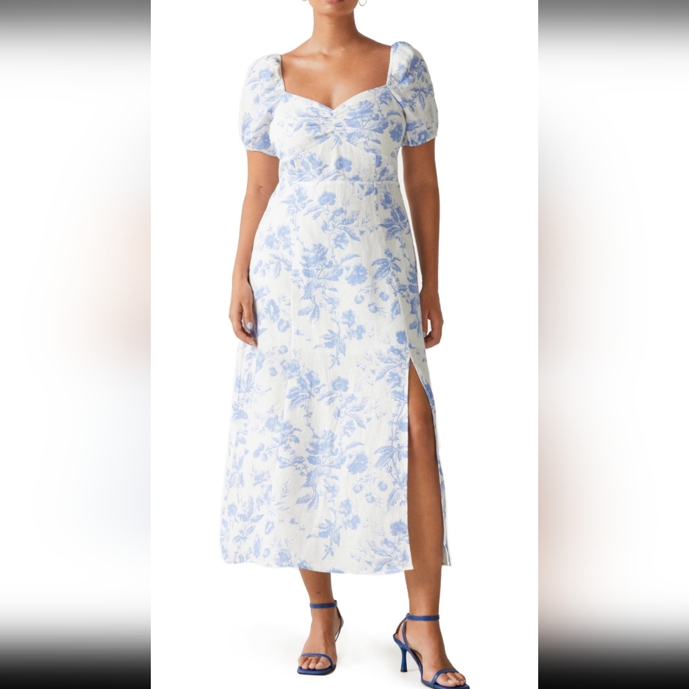 & Other Stories Women's White & Blue Floral Linen Sundress